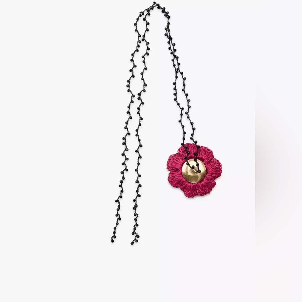 Zara‎ RAFFIA FLOWER NECKLACE - Picture 4 of 4